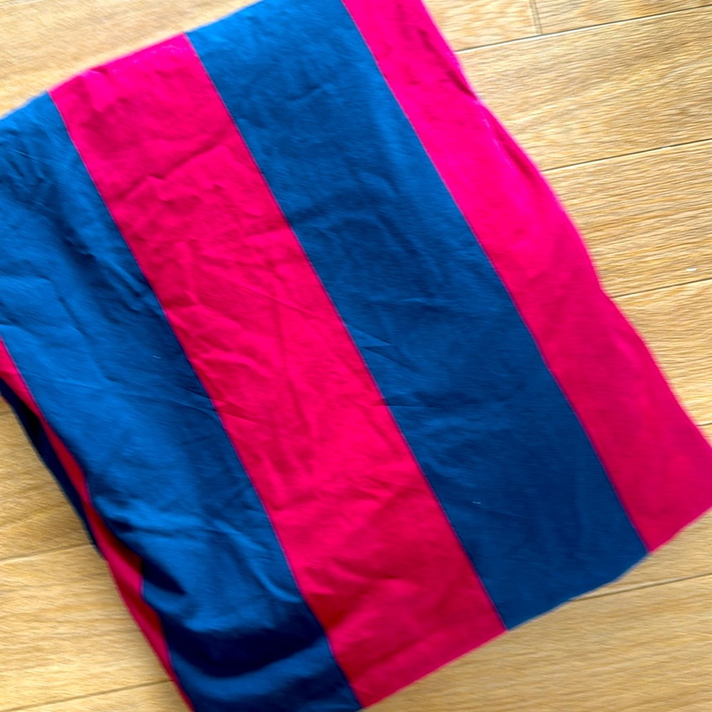 Pottery, barn, rugby, striped twin duvet cover red navy